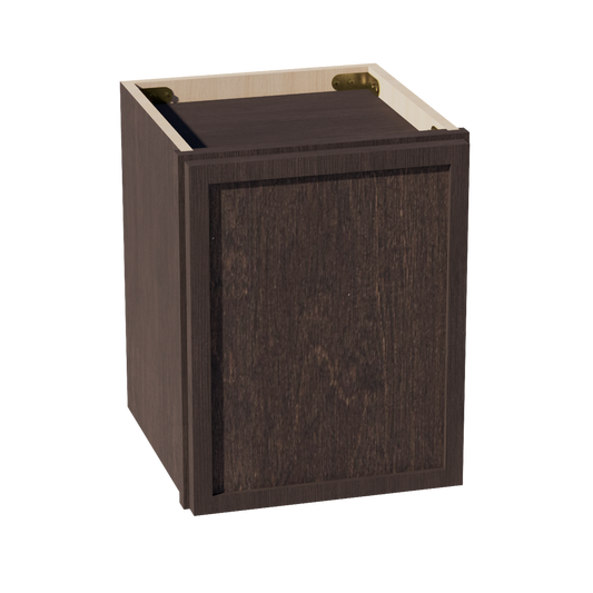 W1215-SSE  Wall Cabinet 1 Door & 2 Shelves - Slim Shaker Style - Espresso   12"W x 15"H x 12"D