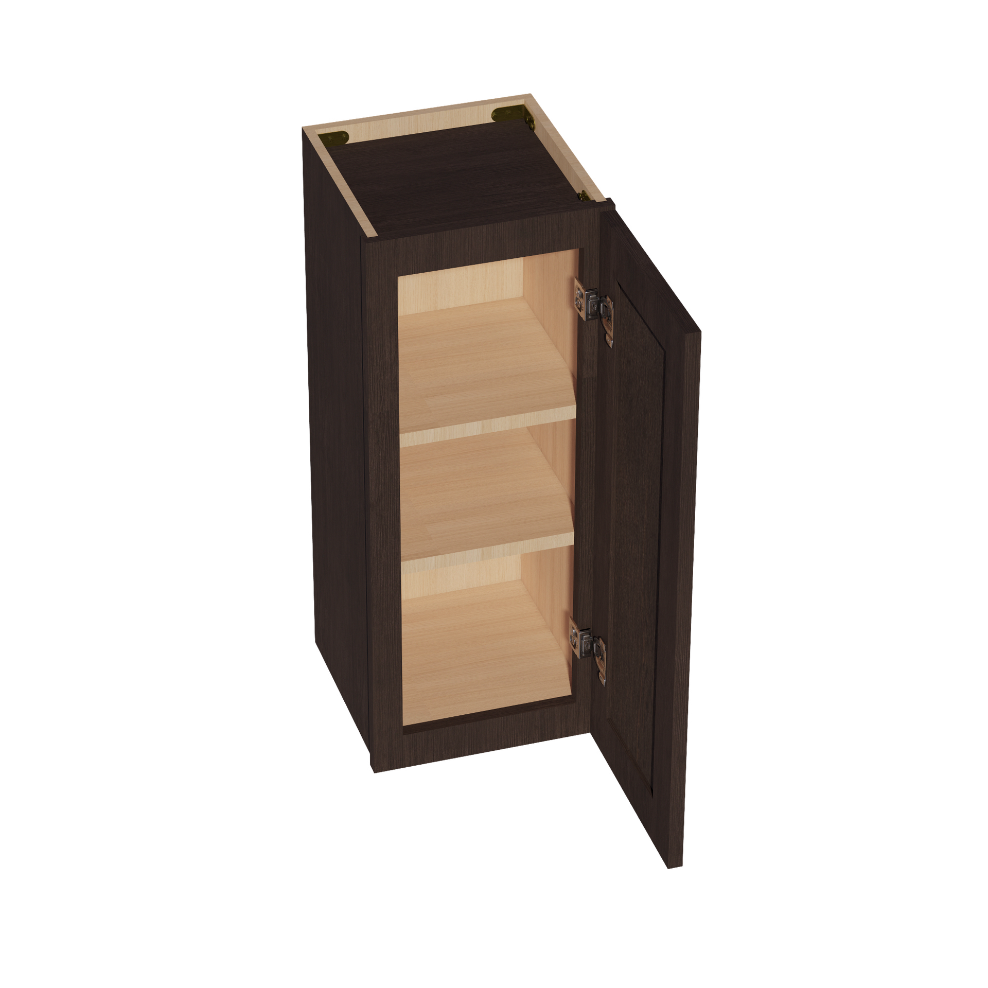 W1230-SSE  Wall Cabinet 1 Door & 2 Shelves - Slim Shaker Style - Espresso   12"W x 30"H x 12"D