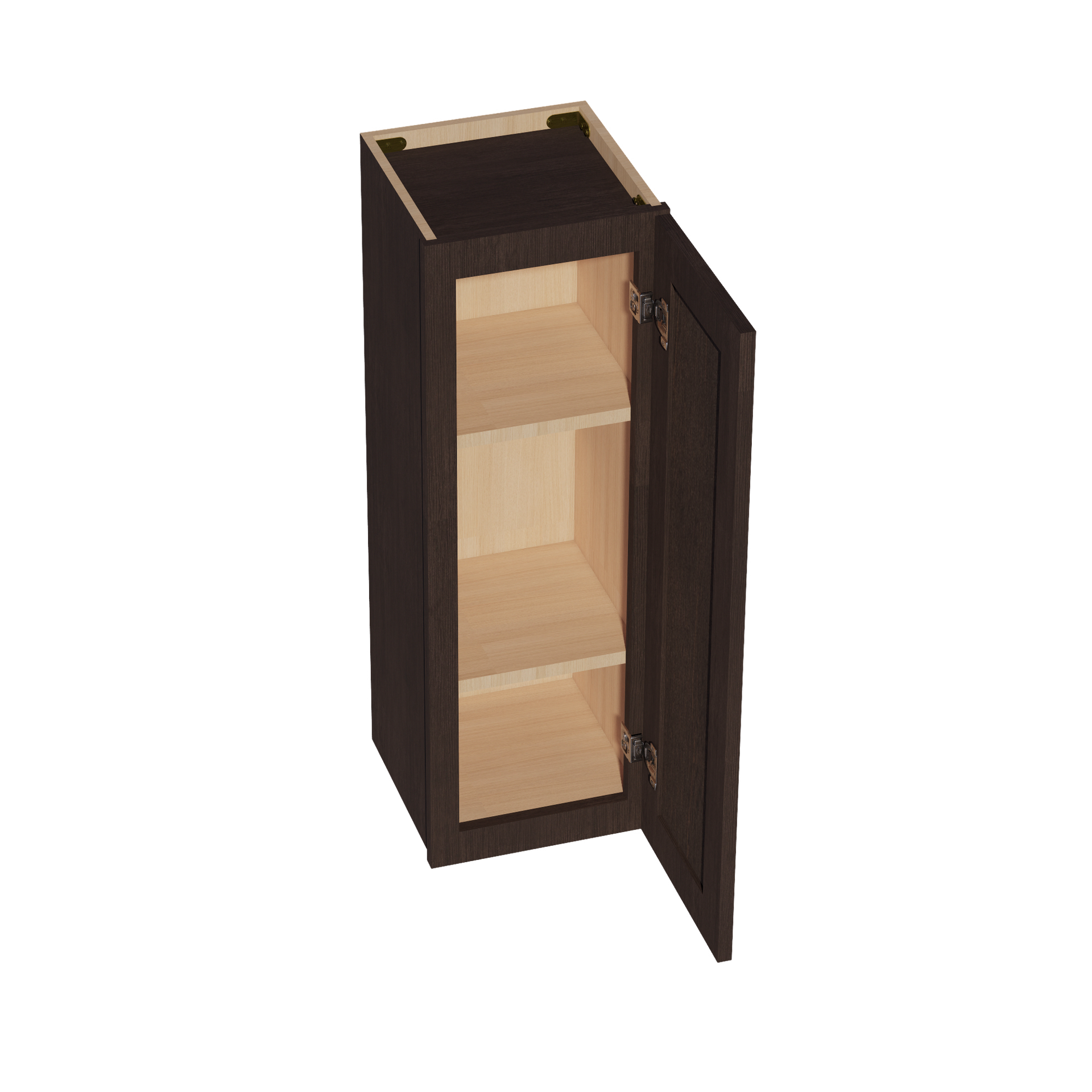 W1236-SSE  Wall Cabinet 1 Door & 2 Shelves - Slim Shaker Style - Espresso   12"W x 36"H x 12"D