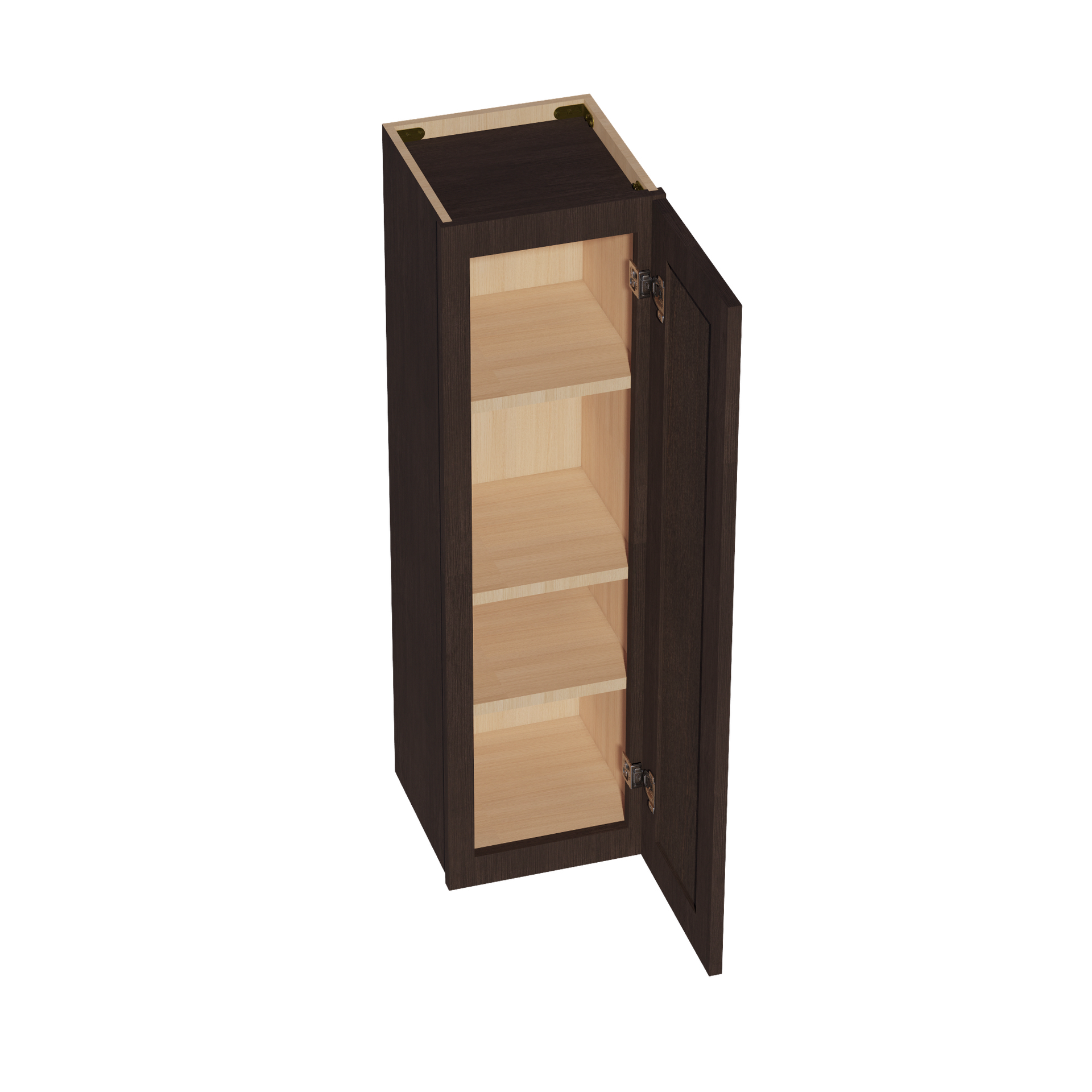 W1242-SSE  Wall Cabinet 1 Door & 2 Shelves - Slim Shaker Style - Espresso   12"W x 42"H x 12"D