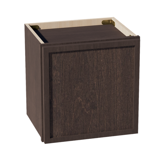 W1515-SSE  Wall Cabinet 1 Door & 2 Shelves - Slim Shaker Style - Espresso   15"W x 15"H x 12"D