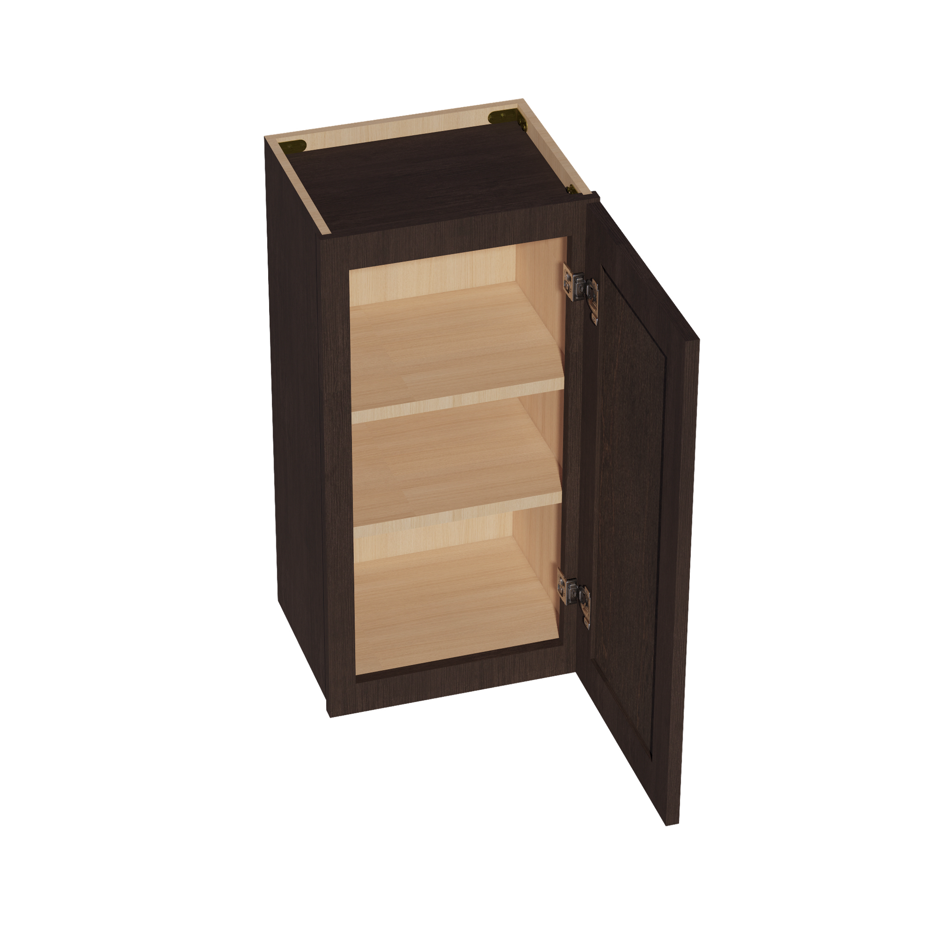 W1530-SSE  Wall Cabinet 1 Door & 2 Shelves - Slim Shaker Style - Espresso   15"W x 30"H x 12"D