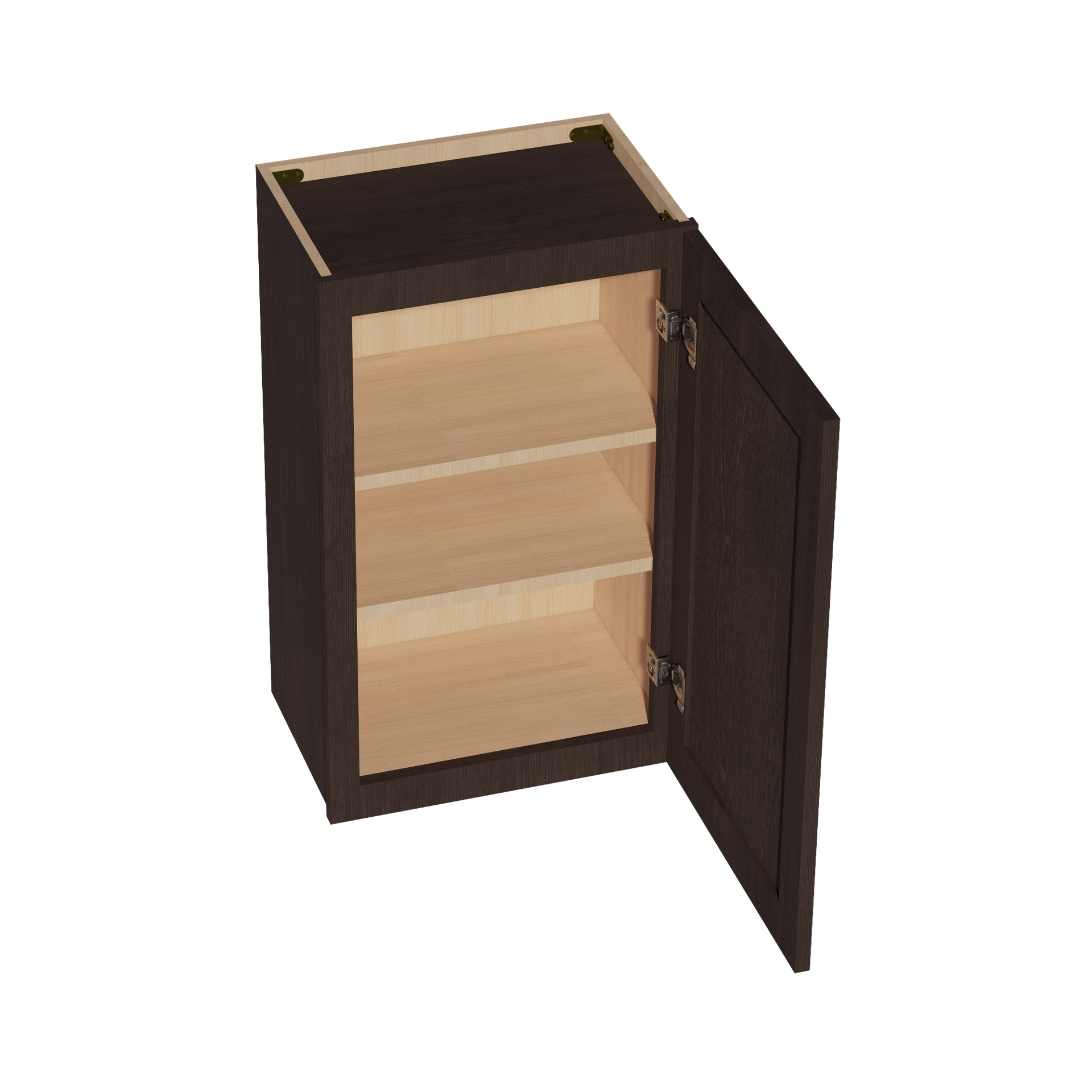 W1830-SSE  Wall Cabinet 1 Door & 2 Shelves - Slim Shaker Style - Espresso   18"W x 30"H x 12"D