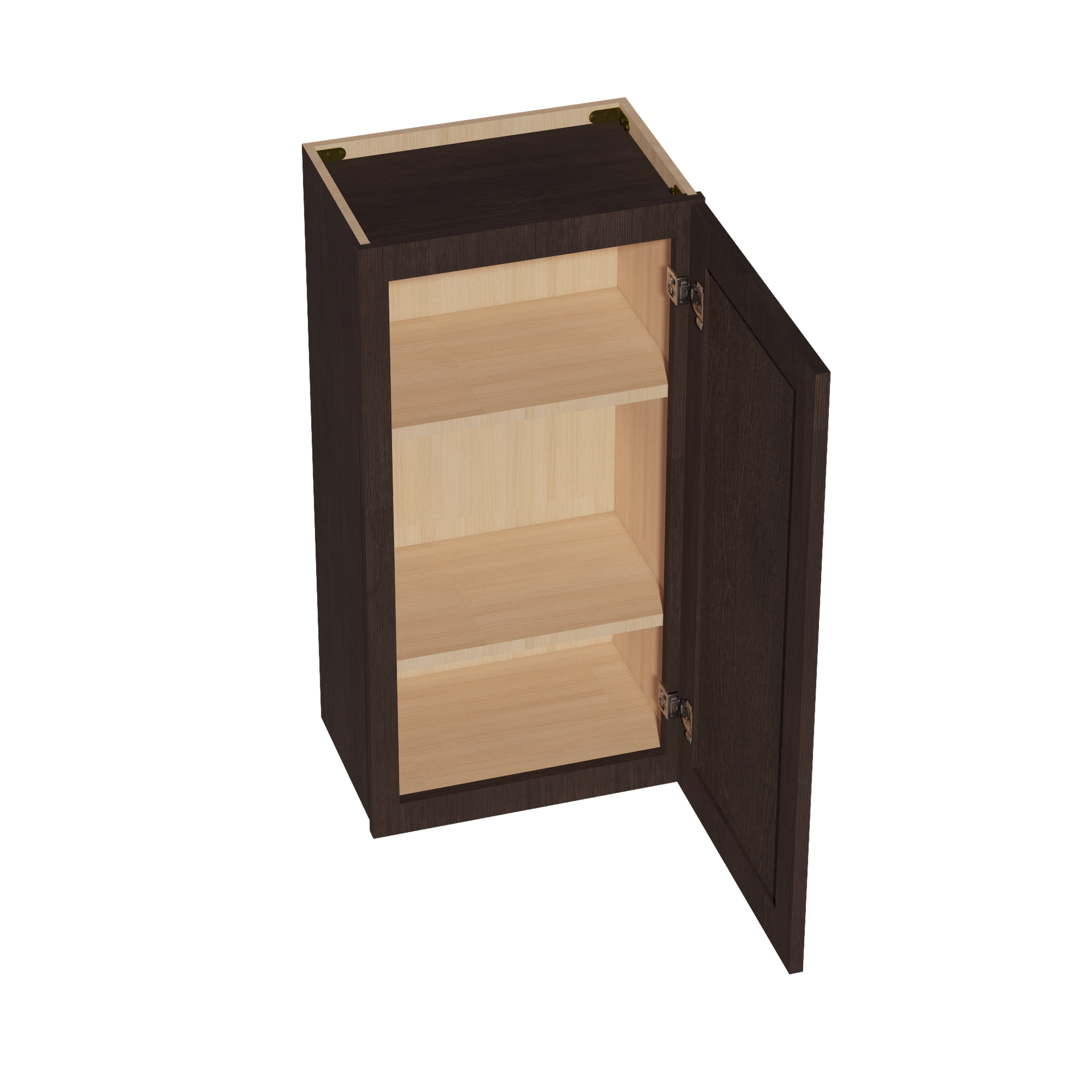 W1836-SSE  Wall Cabinet 1 Door & 2 Shelves - Slim Shaker Style - Espresso   18"W x 36"H x 12"D