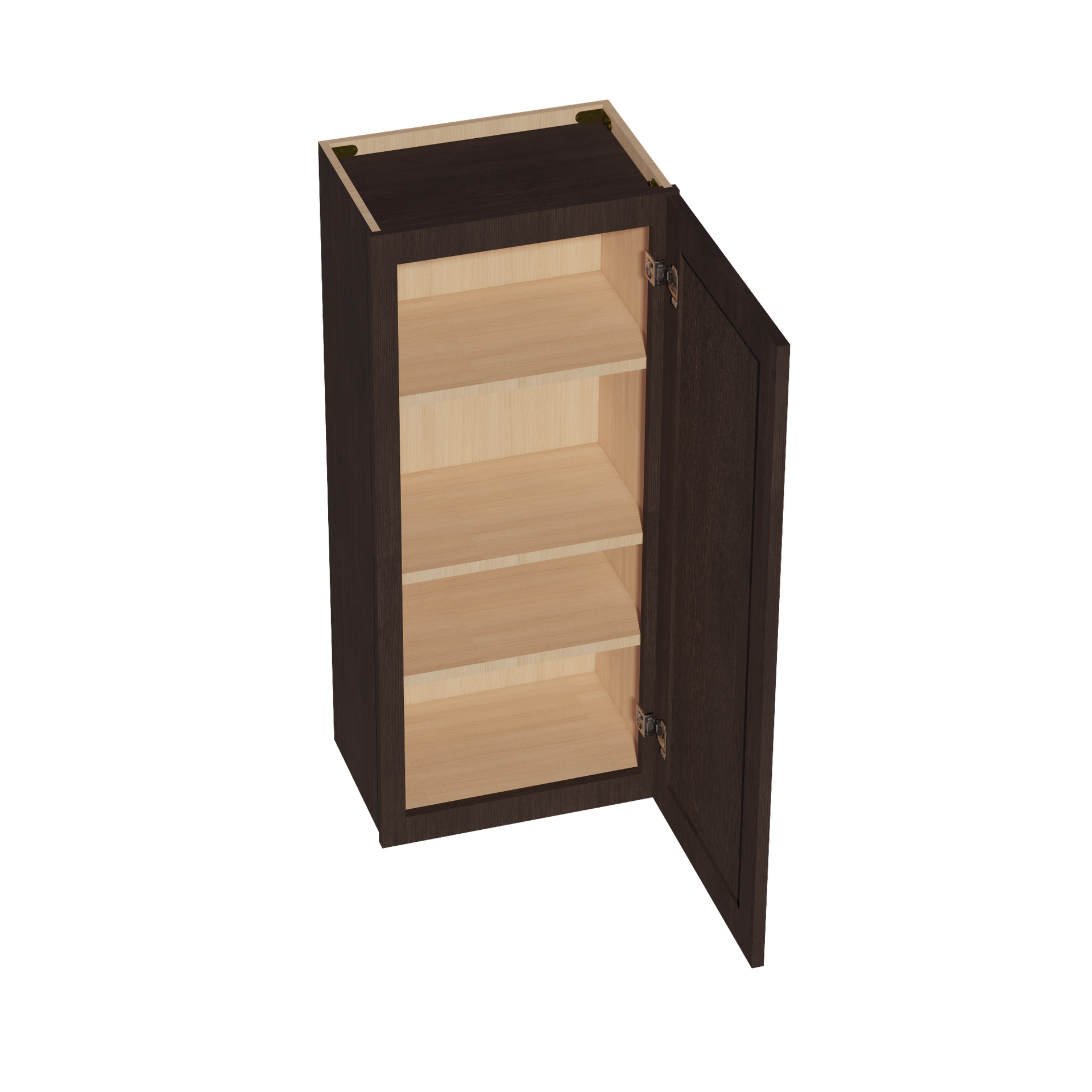W1842-SSE  Wall Cabinet 1 Door & 2 Shelves - Slim Shaker Style - Espresso   18"W x 42"H x 12"D