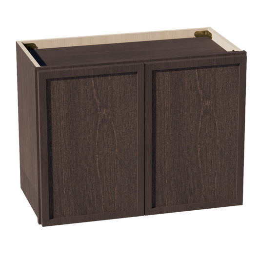 W2418-SSE  Wall Cabinet 2 Doors & 2 Shelves - Slim Shaker Style - Espresso   24"W x 18"H x 12"