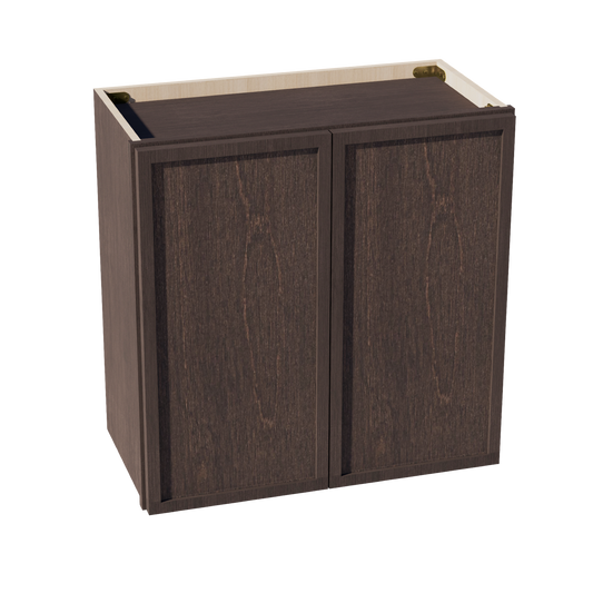 W2424-SSE  Wall Cabinet 2 Doors & 2 Shelves - Slim Shaker Style - Espresso   24"W x 24"H x 12"