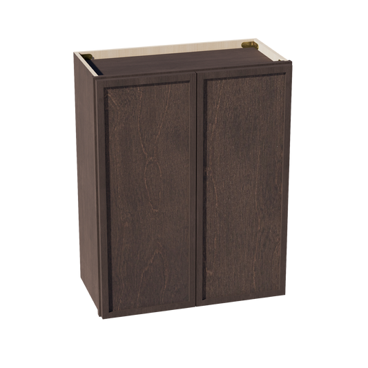 W2430-SSE  Wall Cabinet 2 Doors & 2 Shelves - Slim Shaker Style - Espresso   24"W x 30"H x 12"D