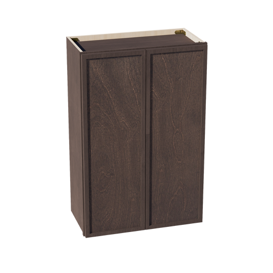 W2436-SSE  Wall Cabinet 2 Doors & 2 Shelves - Slim Shaker Style - Espresso   24"W x 36"H x 12"D