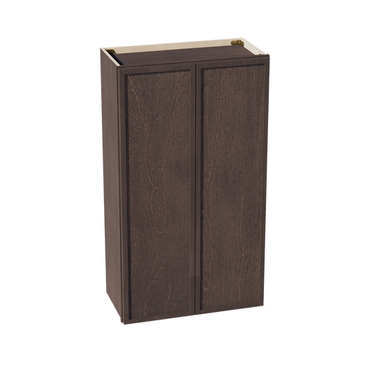 W2442-SSE  Wall Cabinet 2 Doors & 2 Shelves - Slim Shaker Style - Espresso   24"W x 42"H x 12"D