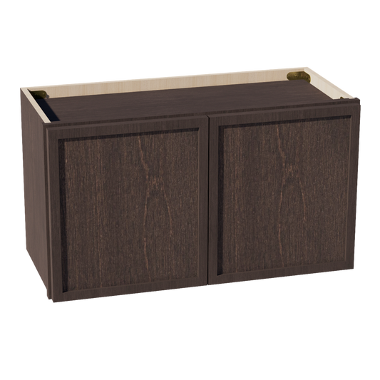 W2715-SSE  Wall Cabinet 2 Doors & 2 Shelves - Slim Shaker Style - Espresso   27"W x 15"H x 12"D