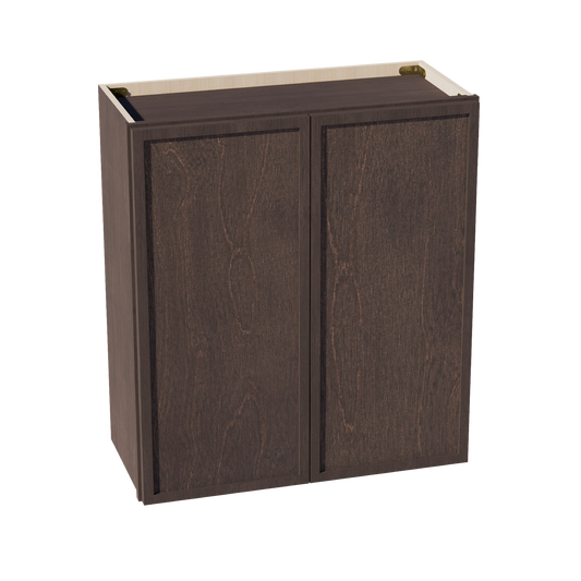 W2730-SSE  Wall Cabinet 2 Doors & 2 Shelves - Slim Shaker Style - Espresso   27"W x 30"H x 12"D