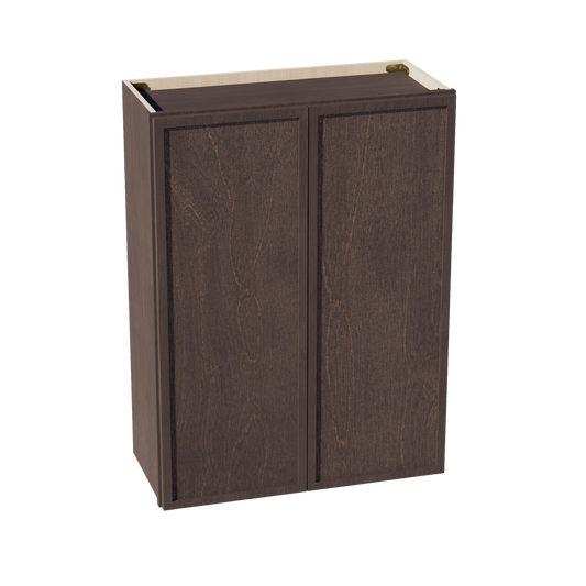 W2736-SSE  Wall Cabinet 2 Doors & 2 Shelves - Slim Shaker Style - Espresso   27"W x 36"H x 12"D