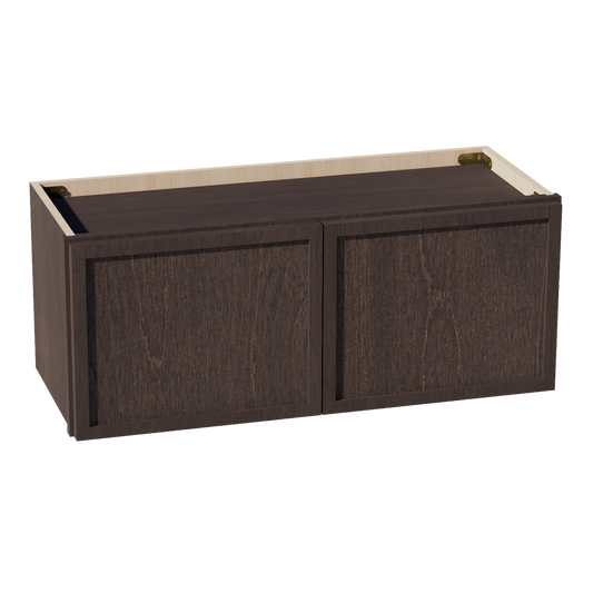 W3012-SSE  Wall Cabinet 2 Doors & 2 Shelves - Slim Shaker Style - Espresso   30"W x 12"H x 12"D
