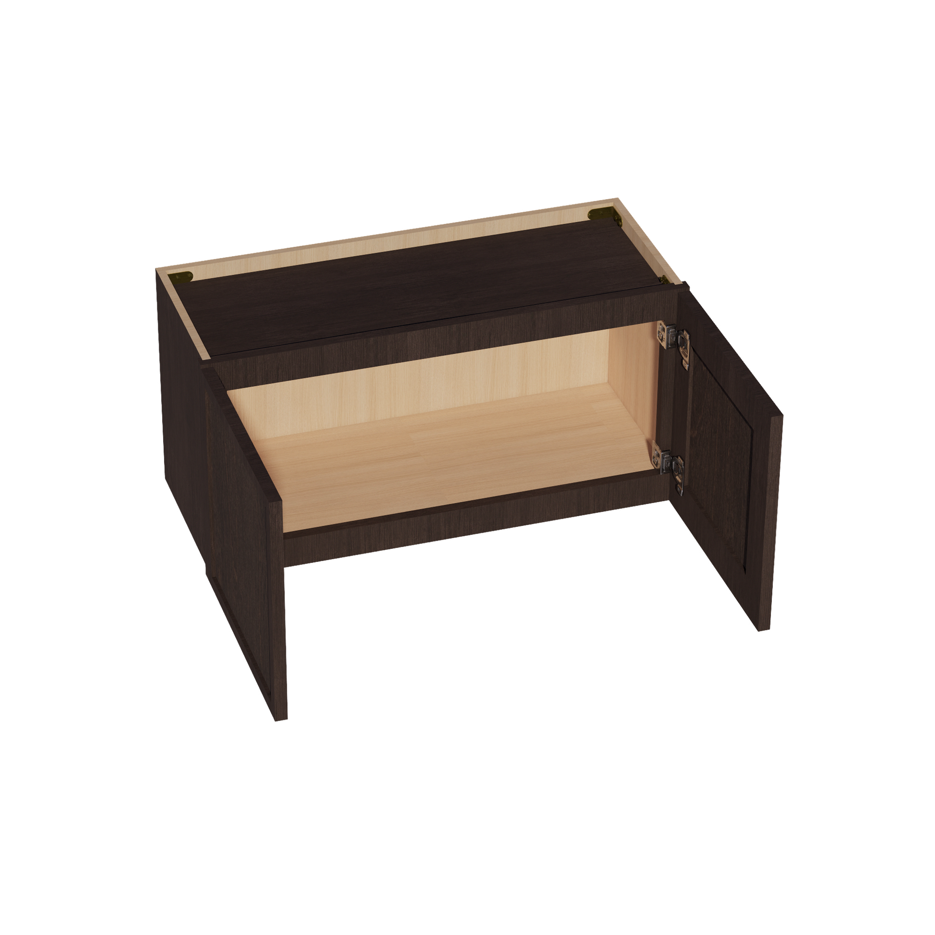 W3015-SSE  Wall Cabinet 2 Doors & 2 Shelves - Slim Shaker Style - Espresso   30"W x 15"H x 12"D