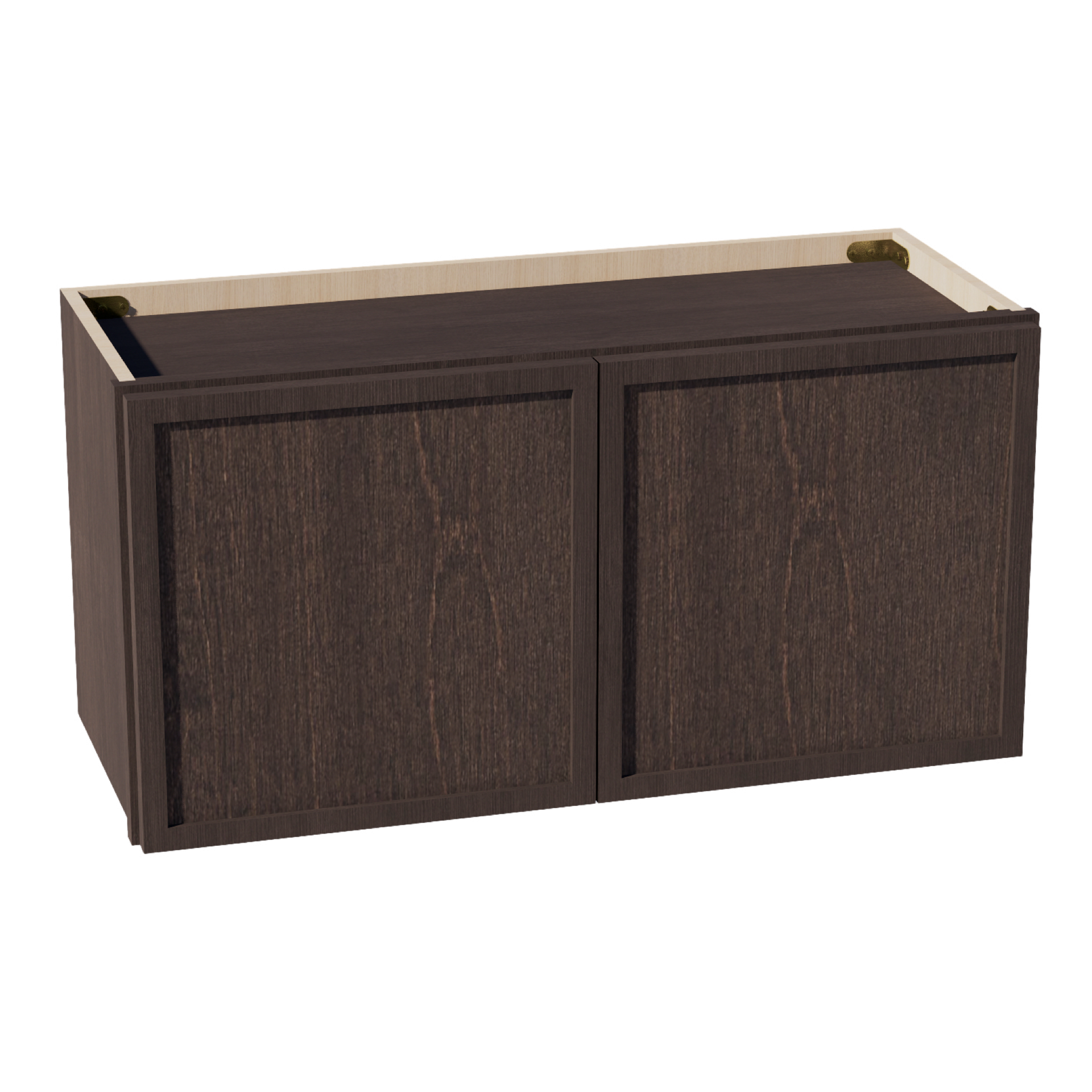 W3015-SSE  Wall Cabinet 2 Doors & 2 Shelves - Slim Shaker Style - Espresso   30"W x 15"H x 12"D