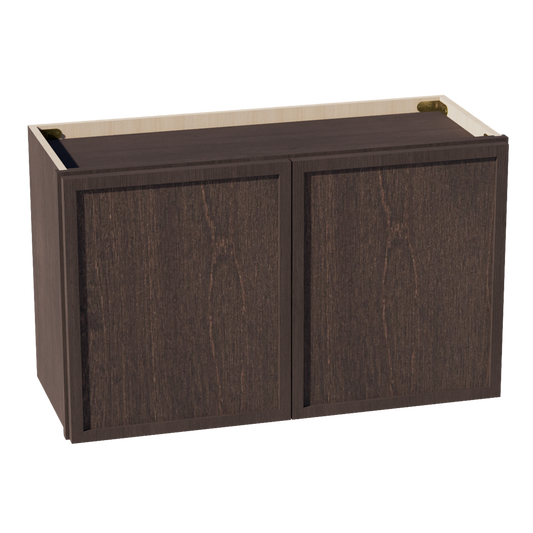 W3018-SSE  Wall Cabinet 2 Doors & 2 Shelves - Slim Shaker Style - Espresso   30"W x 18"H x 12"D