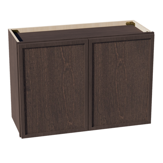 W3021-SSE  Wall Cabinet 2 Doors & 2 Shelves - Slim Shaker Style - Espresso   30"W x 21"H x 12"D