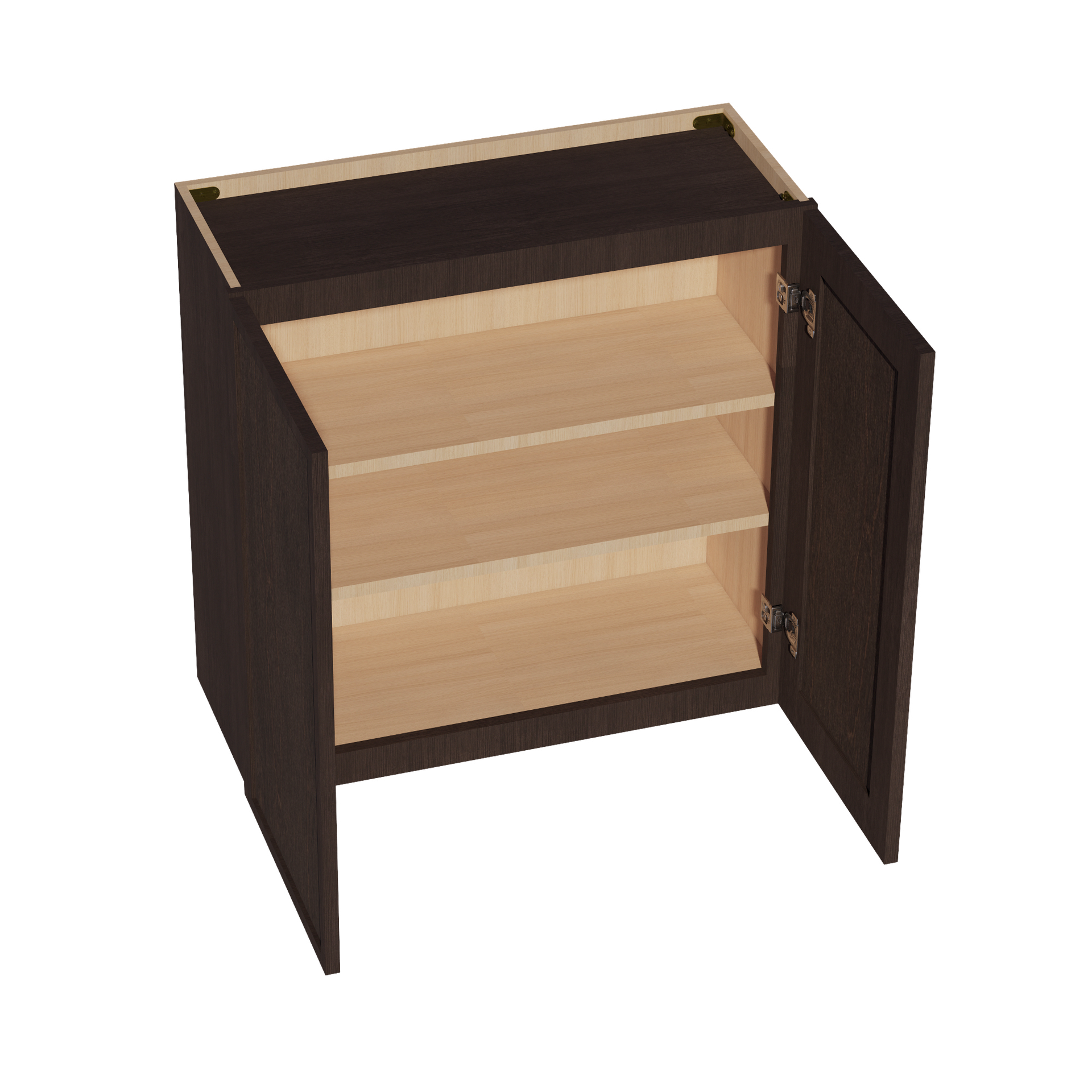 W3030-SSE  Wall Cabinet 2 Doors & 2 Shelves - Slim Shaker Style - Espresso   30"W x 30"H x 12"D