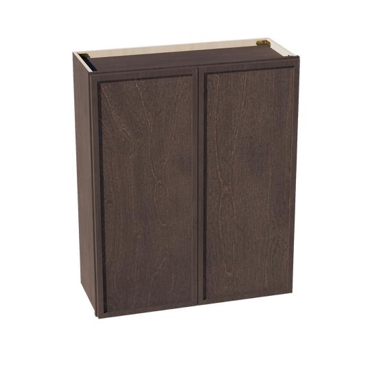 W3036-SSE  Wall Cabinet 2 Doors & 2 Shelves - Slim Shaker Style - Espresso   30"W x 36"H x 12"D