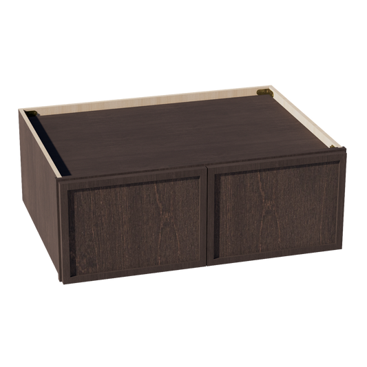 W3312-SSE  Wall Cabinet 2 Doors & 2 Shelves - Slim Shaker Style - Espresso   33"W x 12"H x 12"D