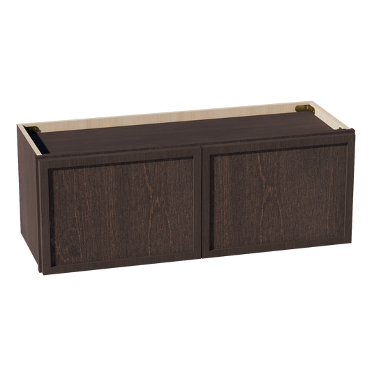 W331224-SSE  Wall Cabinet 2 Doors & 2 Shelves - Slim Shaker Style - Espresso   33"W x 12"H x 24"D