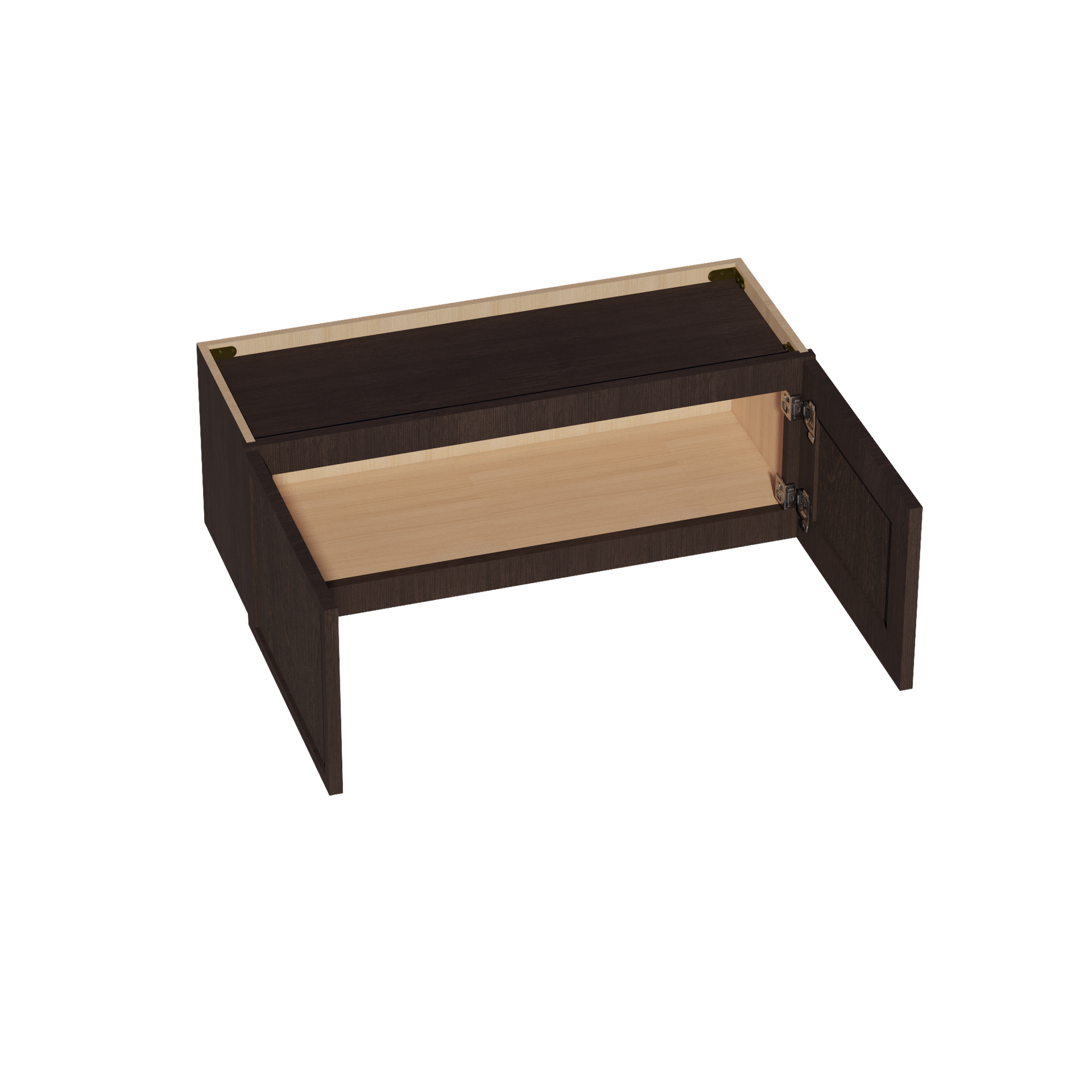 W331224-SSE  Wall Cabinet 2 Doors & 2 Shelves - Slim Shaker Style - Espresso   33"W x 12"H x 24"D