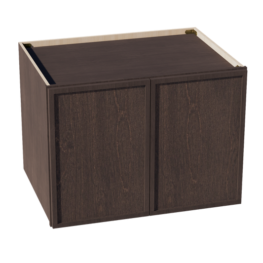 W3324-SSE  Wall Cabinet 2 Doors & 2 Shelves - Slim Shaker Style - Espresso   33"W x 24"H x 12"D