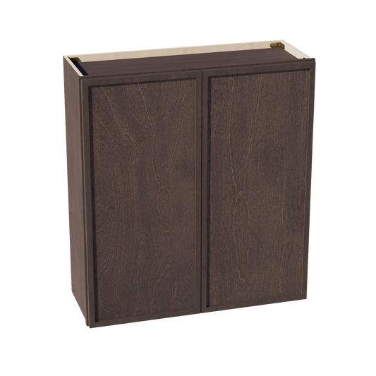 W3336-SSE  Wall Cabinet 2 Doors & 2 Shelves - Slim Shaker Style - Espresso   33"W x 36"H x 12"D