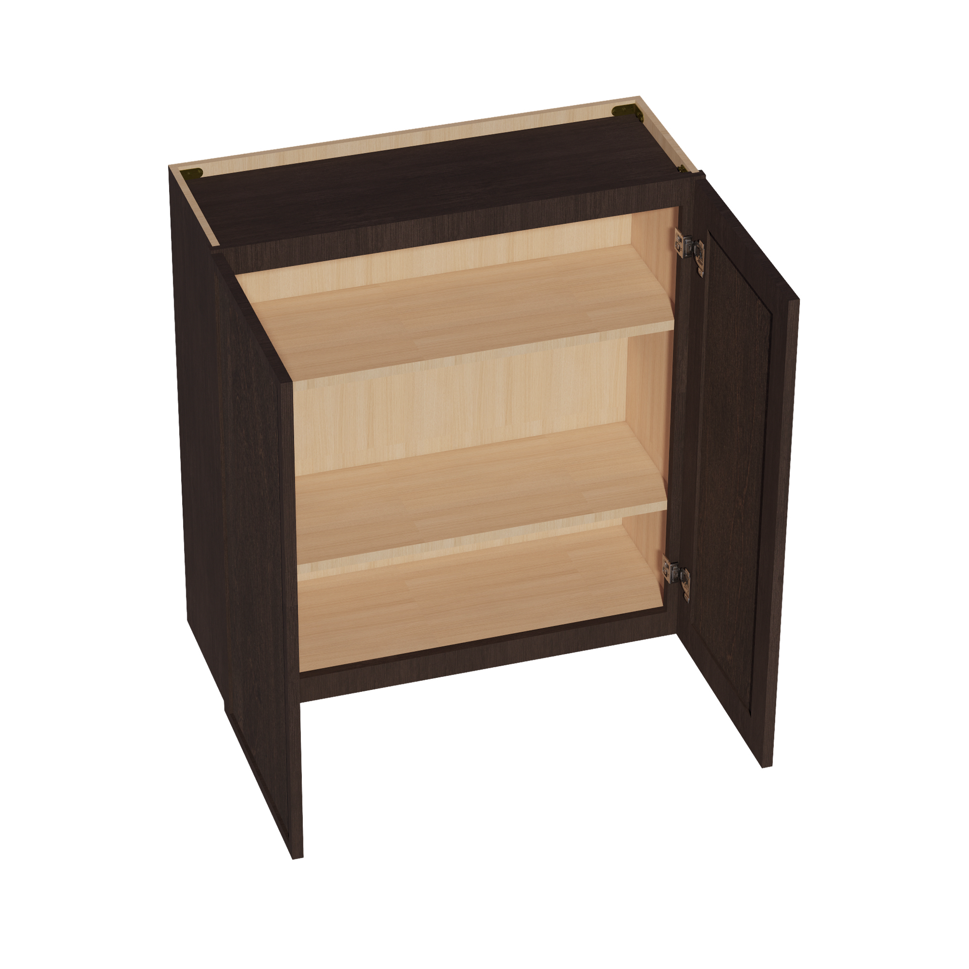 W3336-SSE  Wall Cabinet 2 Doors & 2 Shelves - Slim Shaker Style - Espresso   33"W x 36"H x 12"D