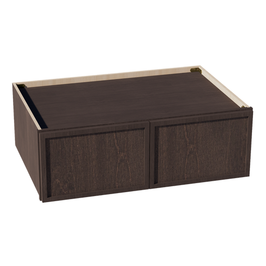 W3612-SSE  Wall Cabinet 2 Doors & 2 Shelves - Slim Shaker Style - Espresso   36"W x 12"H x 12"D