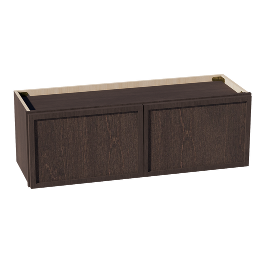 W361224-SSE  Wall Cabinet 2 Doors & 2 Shelves - Slim Shaker Style - Espresso   36"W x 12"H x 24"D