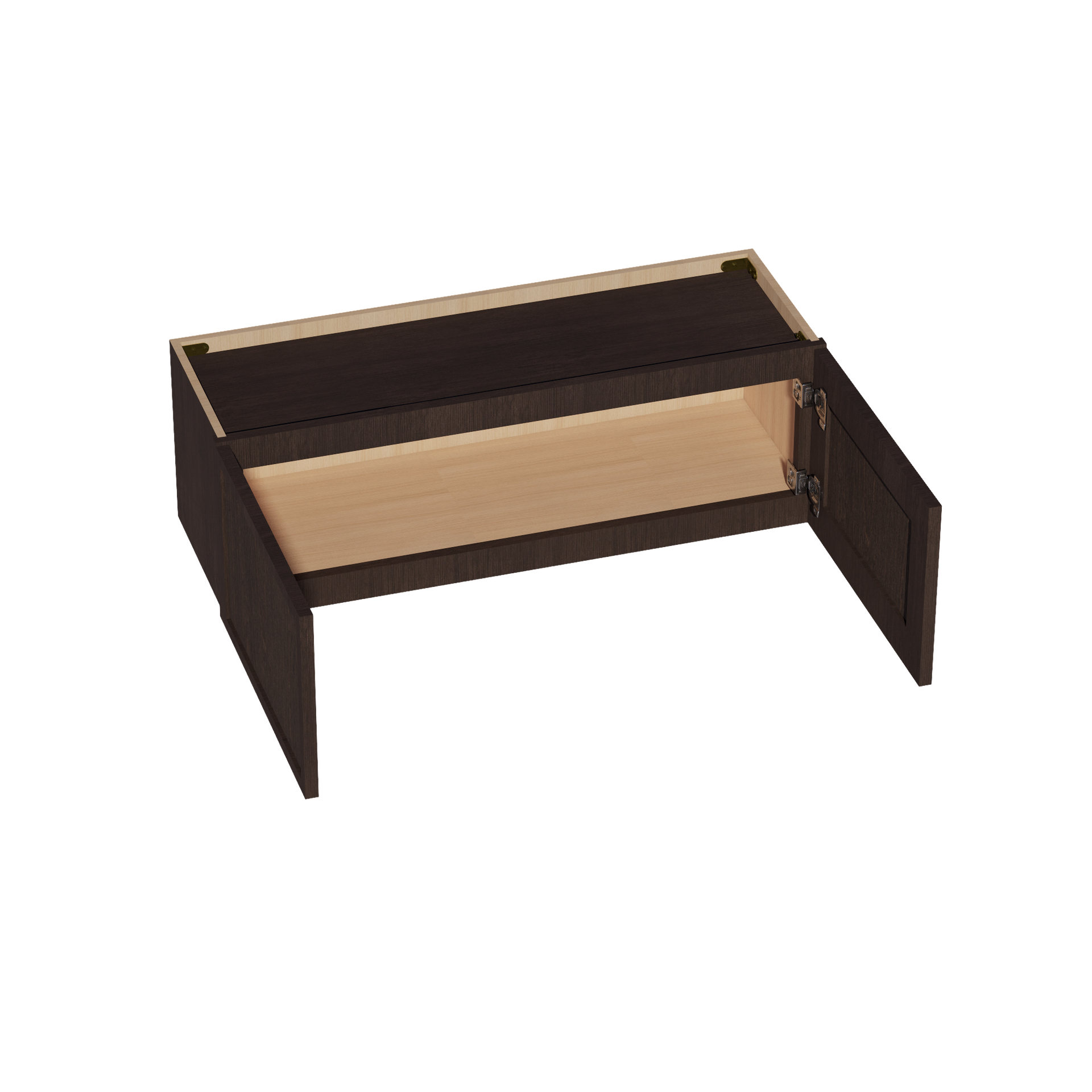 W361224-SSE  Wall Cabinet 2 Doors & 2 Shelves - Slim Shaker Style - Espresso   36"W x 12"H x 24"D