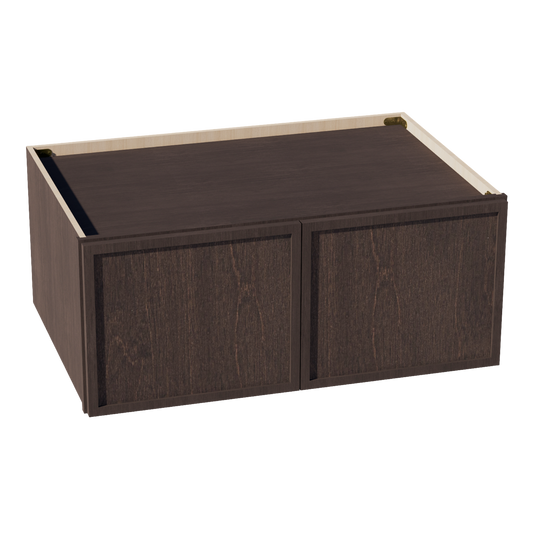W3615-SSE  Wall Cabinet 2 Doors & 2 Shelves - Slim Shaker Style - Espresso   36"W x 15"H x 12"D