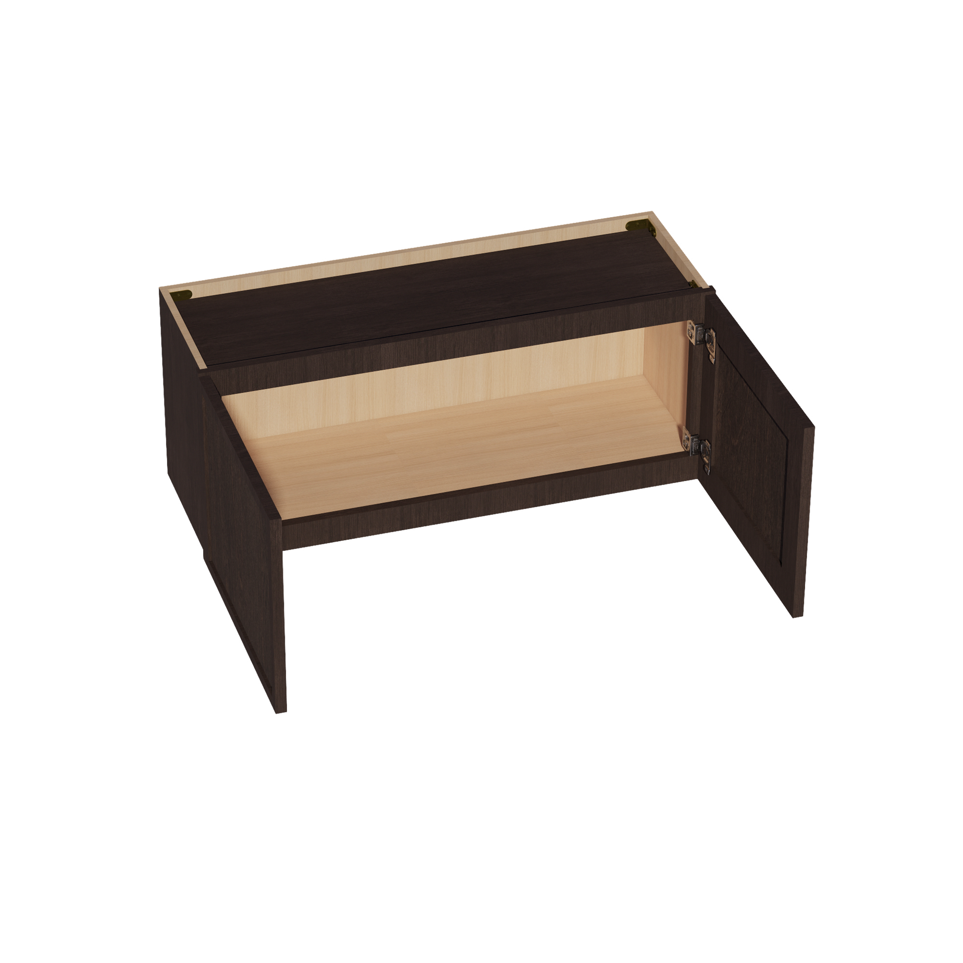 W361524-SSE  Wall Cabinet 2 Doors & 2 Shelves - Slim Shaker Style - Espresso   36"W x 15"H x 24"D