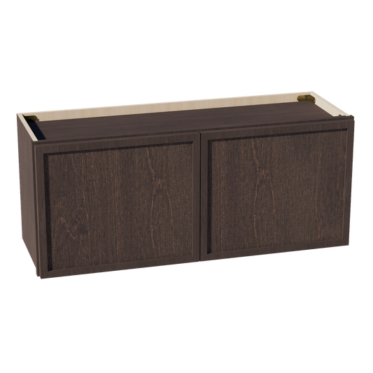 W361524-SSE  Wall Cabinet 2 Doors & 2 Shelves - Slim Shaker Style - Espresso   36"W x 15"H x 24"D