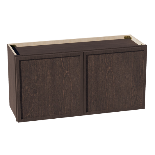 W361824-SSE  Wall Cabinet 2 Doors & 2 Shelves - Slim Shaker Style - Espresso   36"W x 18"H x 24"D