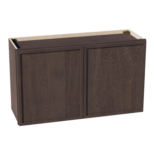 W362124-SSE  Wall Cabinet 2 Doors & 2 Shelves - Slim Shaker Style - Espresso   36"W x 21"H x 24"D