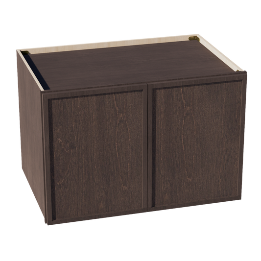 W3624-SSE  Wall Cabinet 2 Doors & 2 Shelves - Slim Shaker Style - Espresso   36"W x 21"H x 12"D