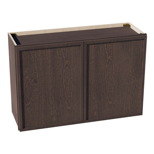 W362424-SSE  Wall Cabinet 2 Doors & 2 Shelves - Slim Shaker Style - Espresso   36"W x 24"H x 24"D