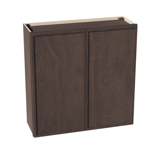 W3636-SSE  Wall Cabinet 2 Doors & 2 Shelves - Slim Shaker Style - Espresso   36"W x 36"H x 12"D