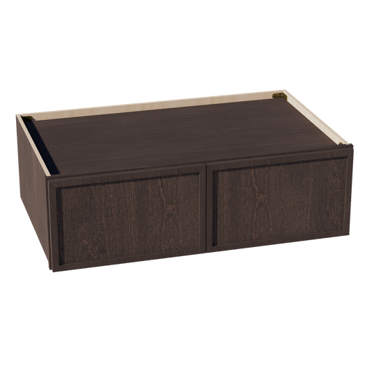 W3912-SSE  Wall Cabinet 2 Doors & 2 Shelves - Slim Shaker Style - Espresso   39"W x 12"H x 12"D