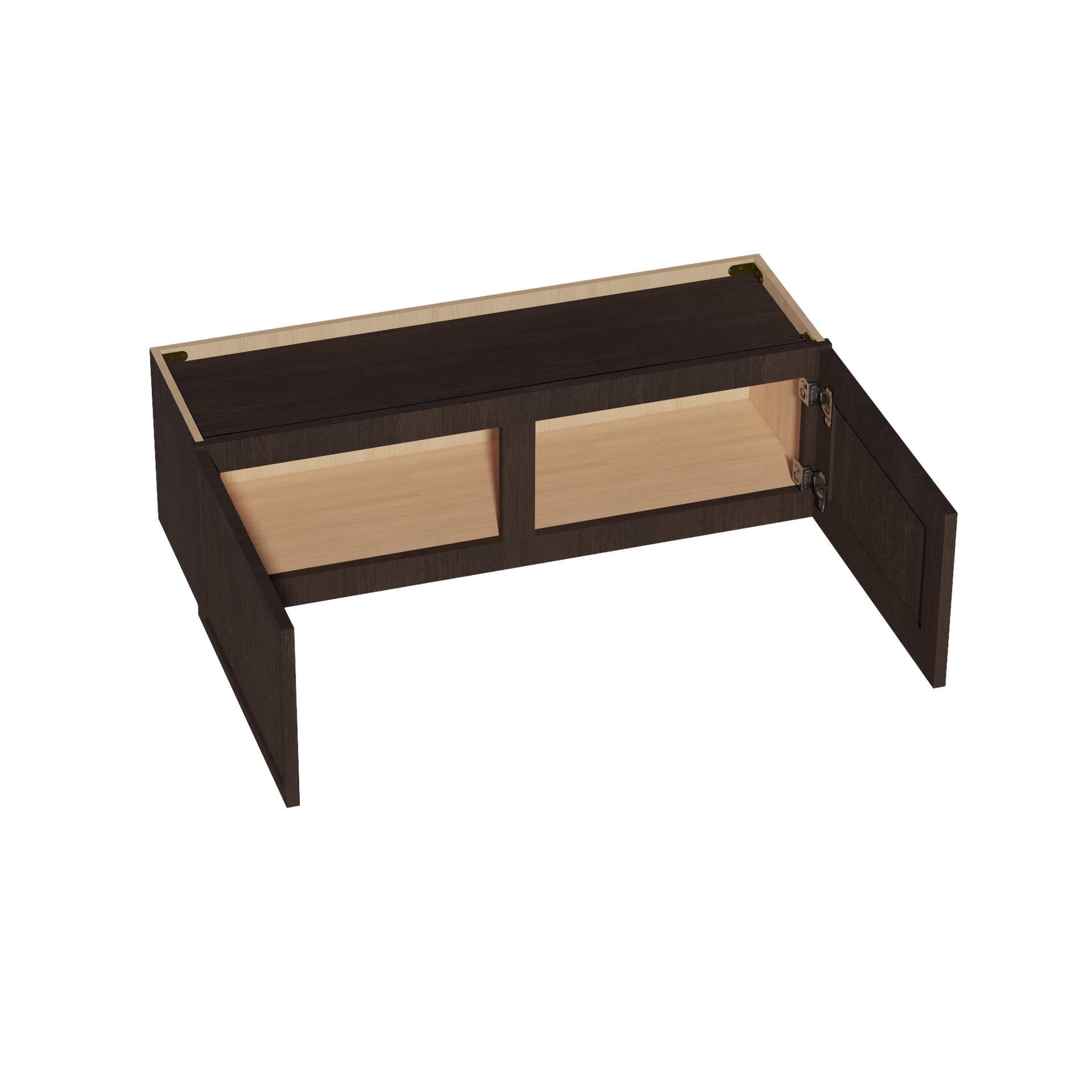 W391224-SSE  Wall Cabinet 2 Doors & 2 Shelves - Slim Shaker Style - Espresso   39"W x 12"H x 24"D