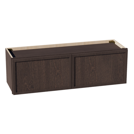 W391224-SSE  Wall Cabinet 2 Doors & 2 Shelves - Slim Shaker Style - Espresso   39"W x 12"H x 24"D