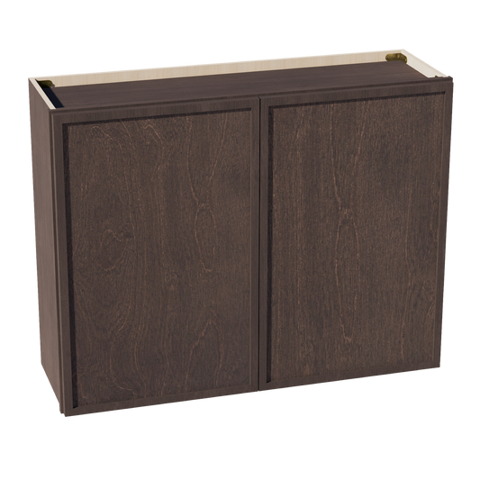 W3930-SSE  Wall Cabinet 2 Doors & 2 Shelves - Slim Shaker Style - Espresso   39"W x 30"H x 12"D