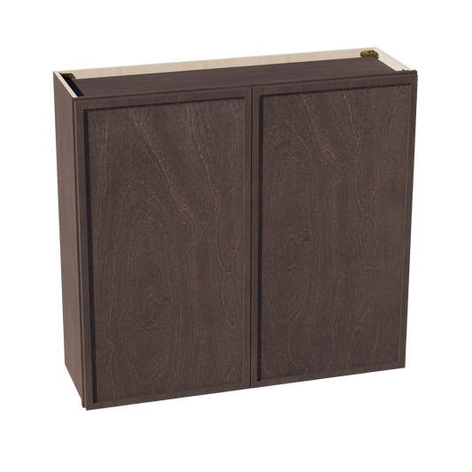 W3936-SSE  Wall Cabinet 2 Doors & 2 Shelves - Slim Shaker Style - Espresso   39"W x 36"H x 12"D