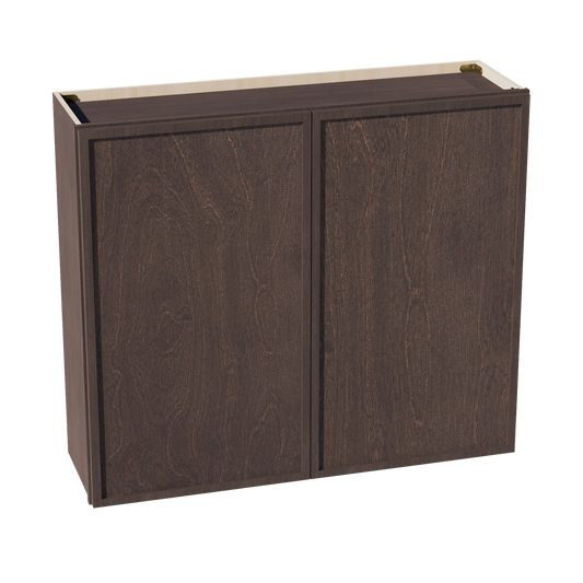 W4236-SSE  Wall Cabinet 2 Doors & 2 Shelves - Slim Shaker Style - Espresso   42"W x 36"H x 12"D