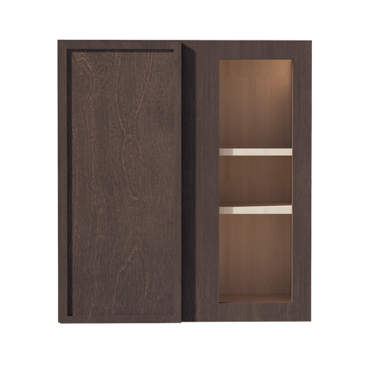 WBC2730-SSE  Wall Blind Corner Cabinet 1 Door & 2 Shelves - Slim Shaker Style - Espresso   27"W x 30"H x 12"D
