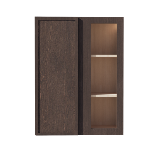 WBC2736-SSE  Wall Blind Corner Cabinet 1 Door & 2 Shelves - Slim Shaker Style - Espresso   27"W x 36"H x 12"D