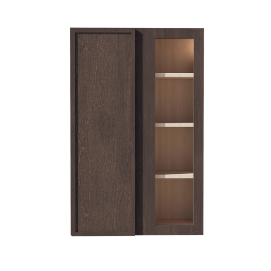 WBC2742-SSE  Wall Blind Corner Cabinet 1 Door & 2 Shelves - Slim Shaker Style - Espresso   27"W x 42"H x 12"D
